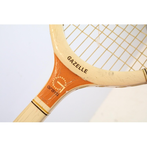 122A - Grays of Cambridge Gazelle tennis racket with metal racket press, made in England by Grays, Cambridg... 