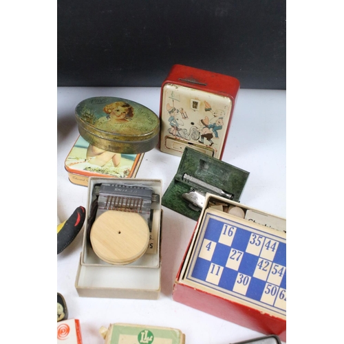 442 - Group of vintage tins & boxes, featuring Sharps toffee, Sure Shield throat lozenges, Ever Ready razo... 