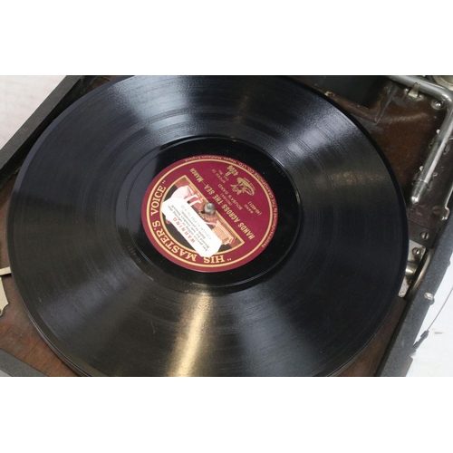 443 - Two table top portable record players to include Decca (R.D.631877) and a HMV His Master's Voice rec... 