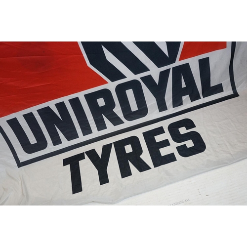 156 - Advertising - A large Uniroyal Tyres advertising flag / wall hanging having a large printed logo, ap... 