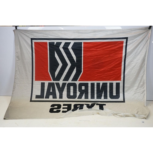 156 - Advertising - A large Uniroyal Tyres advertising flag / wall hanging having a large printed logo, ap... 