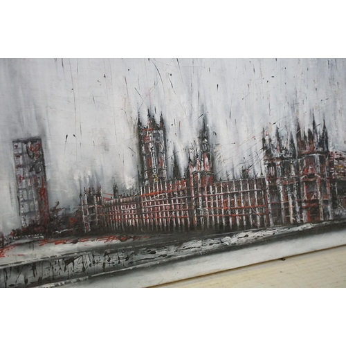 540 - London scene, Big Ben and the Houses of Parliament, oil on canvas, 56 x 140cm