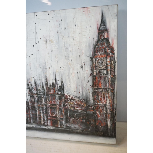 540 - London scene, Big Ben and the Houses of Parliament, oil on canvas, 56 x 140cm