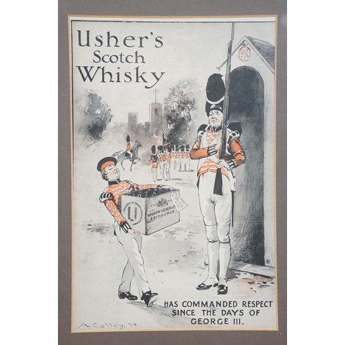 546 - Usher's Scotch Whisky advert, 22 x 14.5cm, framed and glazed