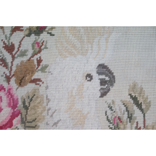 560 - Woolwork picture of a cockatoo, 75 x 67cm, gilt framed