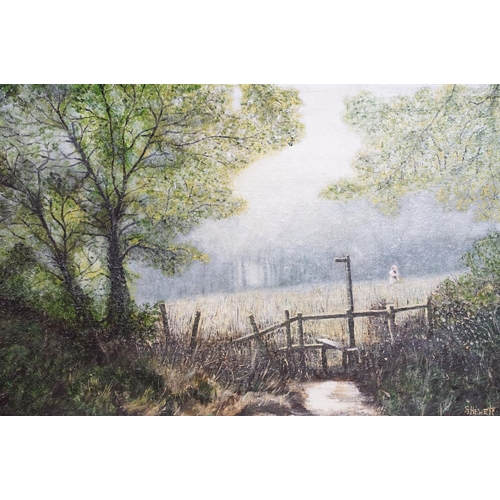 563 - A E Grimshaw, stream with a bridge, watercolour, signed lower right and dated 1901, 25 x 18cm, gilt ... 