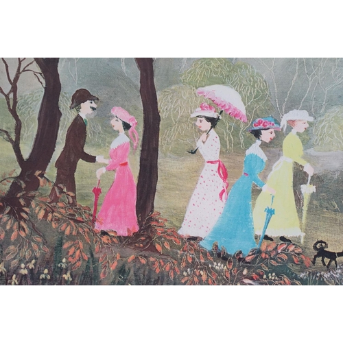 576 - Helen Bradley, a signed romantic print with blind stamp, titled ' On a Lovely Summers Day ', inscrib... 