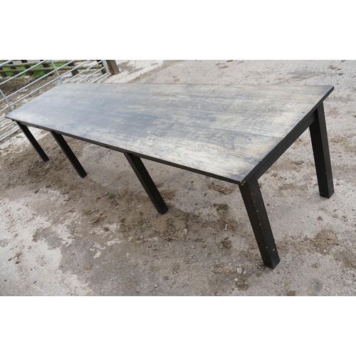 645 - Very large dining table, with maple top and beech legs, approx 400cm long x 90cm wide