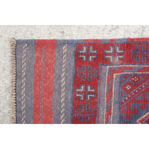 781 - Meshwani red & blue ground runner rug, approx 257cm x 54cm