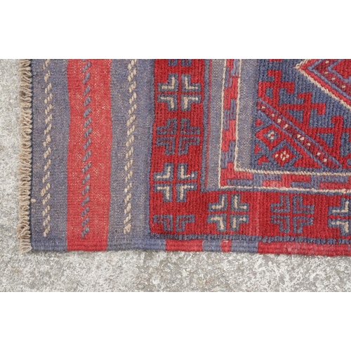 781 - Meshwani red & blue ground runner rug, approx 257cm x 54cm