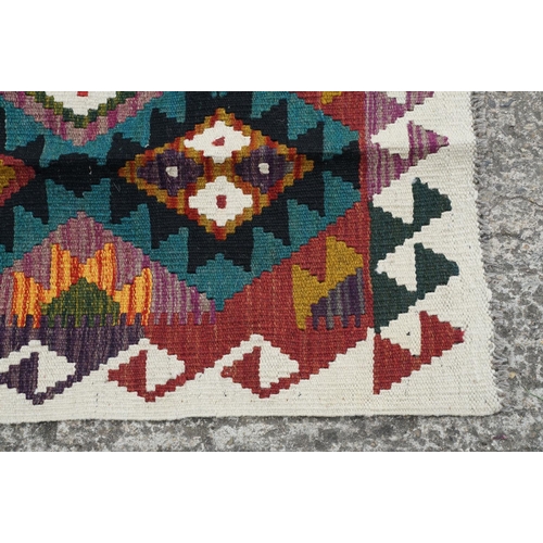 782 - Maimana Kilim rug, cream ground, approx 196cm x 122cm