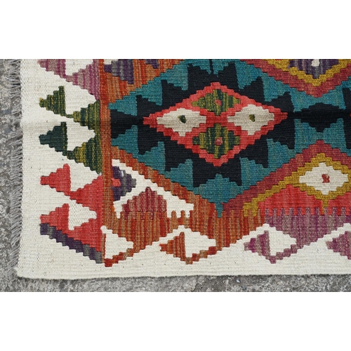 782 - Maimana Kilim rug, cream ground, approx 196cm x 122cm