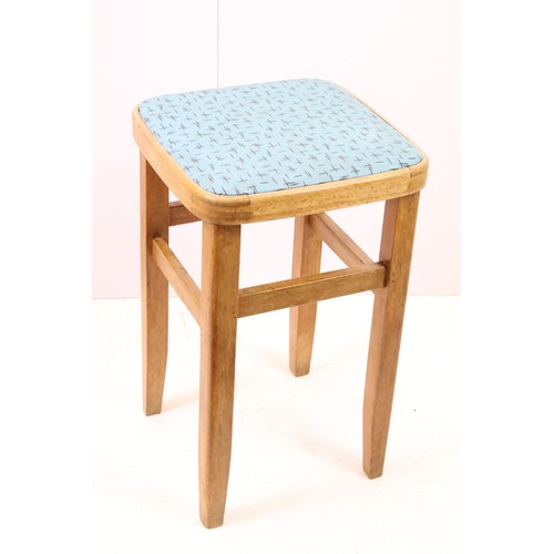 668 - Pair of vintage beech wood kitchen stools, 52cm high