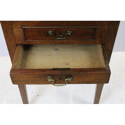 740 - Victorian mahogany sewing box table, the oval lift up lid revealing storage inside, with one faux dr... 