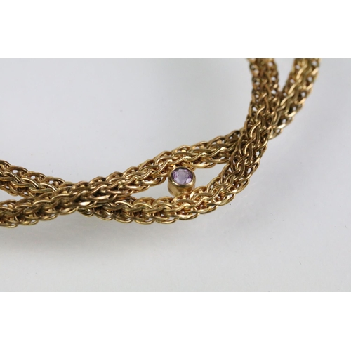 11 - Vintage 9ct gold and amethyst necklace and bracelet jewellery suite. The lot to include a necklace w... 