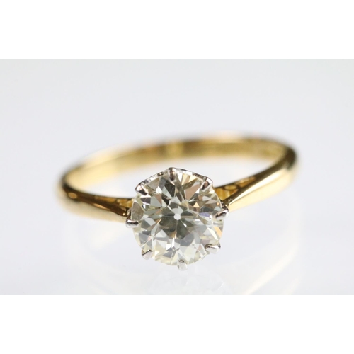 2 - Diamond solitaire ring being set with a round old cut diamond in a cathedral setting to an 18ct gold... 