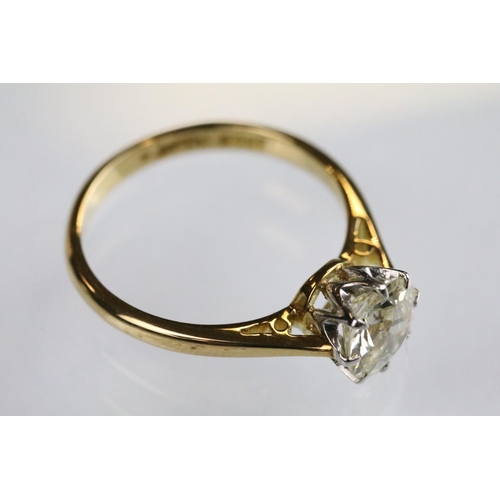 2 - Diamond solitaire ring being set with a round old cut diamond in a cathedral setting to an 18ct gold... 