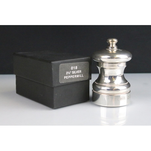 363 - Collection of silver to include a silver pepper mill (hallmarked London 1991), a pair of Victorian s... 