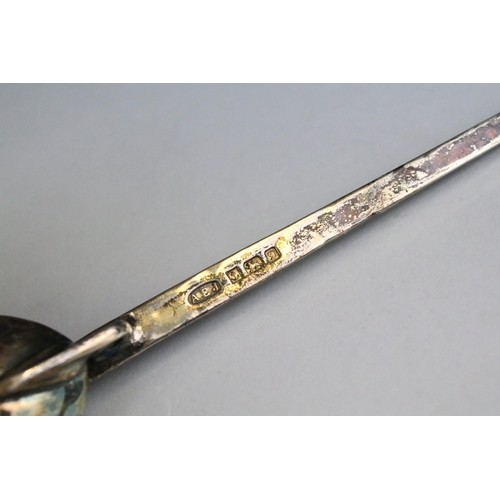 364 - Three silver hallmarked spoons to include a cochlear spoon (hallmarked Birmingham 1978) and a pair o... 