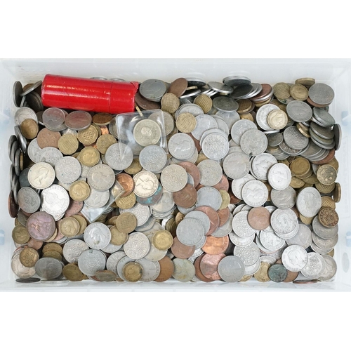 107 - A large collection of British pre decimal coins to include half crowns, florins, sixpences, pennies,... 