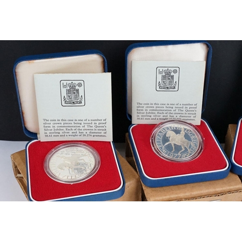 81 - A collection of four silver proof coins to include three 1977 Queen's Silver Jubilee examples, all i... 