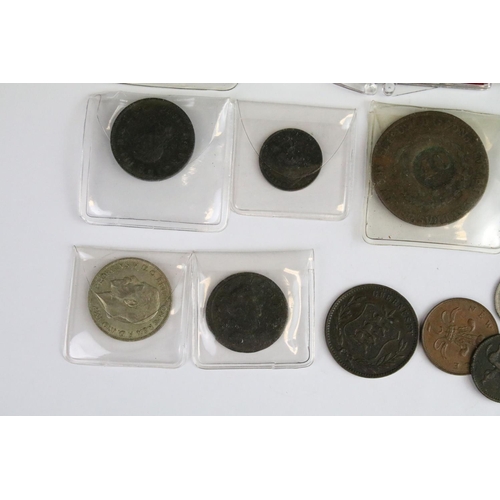 97 - A small collection of British pre decimal and World coins to include early milled and silver example... 