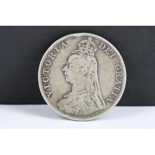 108 - Two British Queen Victoria pre decimal silver double florin coins to include 1887 and 1889 examples.