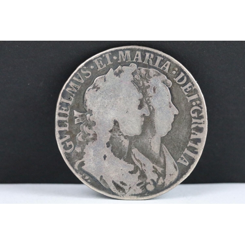 111 - A British William & Mary 1689 silver half crown coin.