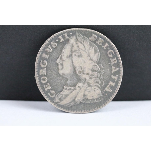 112 - A British King George II 1758 silver sixpence coin.