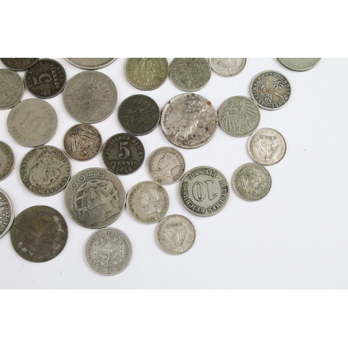 119 - A collection of circulated world silver coins to include United States, German  and India examples.