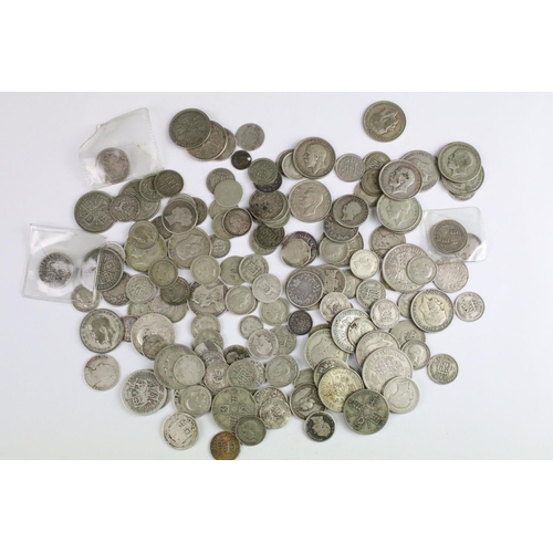 121 - A collection of British pre decimal pre 1947 and pre 1920 silver coins to include a good selection o... 