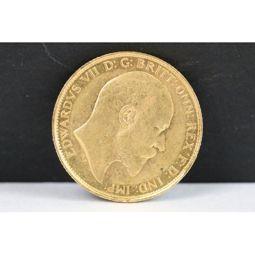 125 - A British King Edward VII 1907 gold half sovereign coin. (Melbourne Mint Mark).