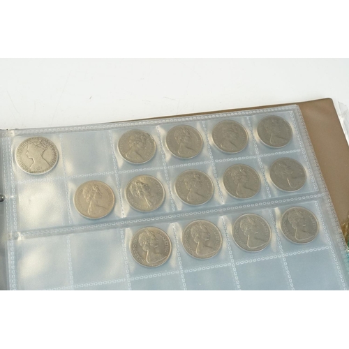 67 - A good collection of mainly British pre decimal coins within a collectors album together with loose ... 