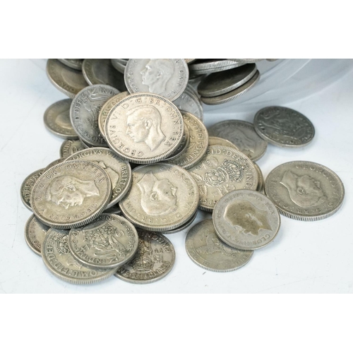 91 - A large collection of British pre decimal pre 1947 silver coins together with some pre 1920 examples... 