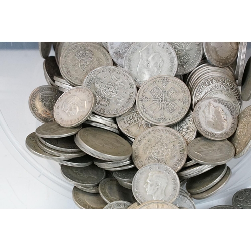 91 - A large collection of British pre decimal pre 1947 silver coins together with some pre 1920 examples... 