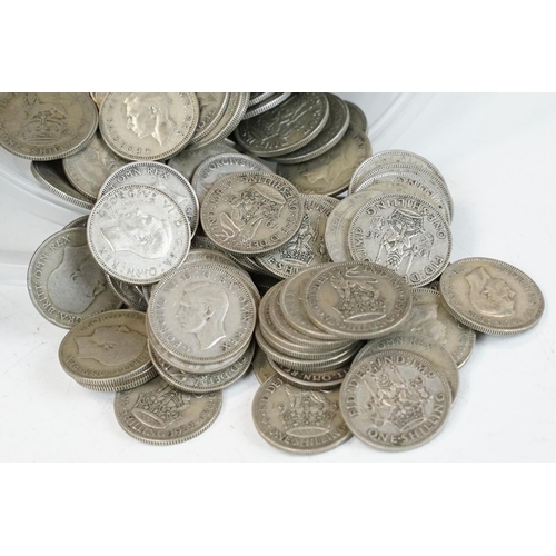 91 - A large collection of British pre decimal pre 1947 silver coins together with some pre 1920 examples... 