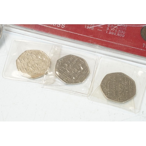 11 - A collection of British decimal and pre decimal coins to include uncirculated and silver examples.