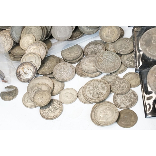 19 - A collection of British decimal and pre decimal coins to include a good quantity of pre 1947 silver ... 