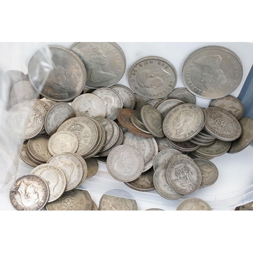 19 - A collection of British decimal and pre decimal coins to include a good quantity of pre 1947 silver ... 