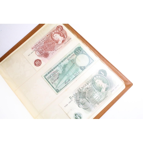 25 - A small collection of British and World banknotes contained within a collectors album.