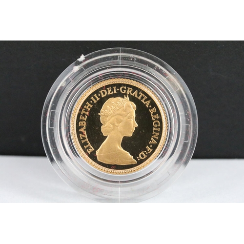 32 - A British Royal Mint Queen Elizabeth II proof 1980 gold half sovereign coin encapsulated within fitt... 