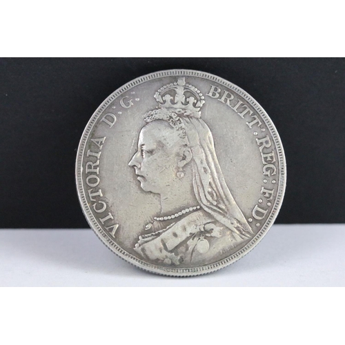 53 - A collection of three British Queen Victoria silver Crown coins to include 1889, 1895 and 1845 examp... 