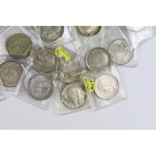 58 - A collection of twenty nine British pre decimal silver half crown coins to include pre 1947 and pre ... 