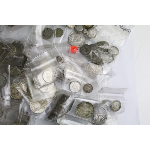 60 - A collection of British pre decimal silver pre 1947 and pre 1920 coins to include threepence, sixpen... 