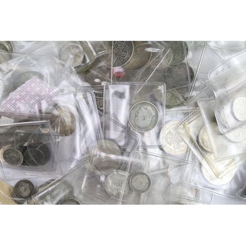 60 - A collection of British pre decimal silver pre 1947 and pre 1920 coins to include threepence, sixpen... 