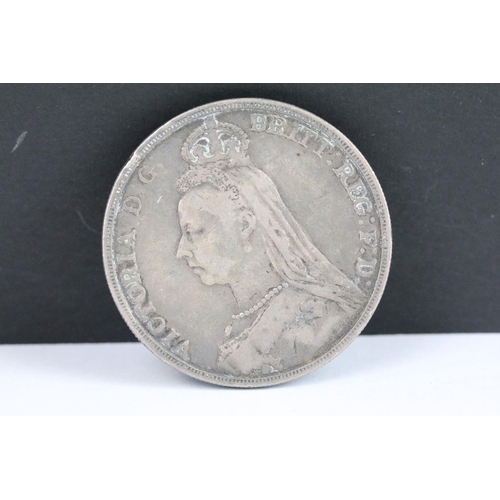 70 - Two British Queen Victoria silver crown coins to include 1893 and 1899 examples.