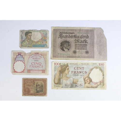 79 - A collection of early to mid 20th century European banknotes to include French and Italian examples.