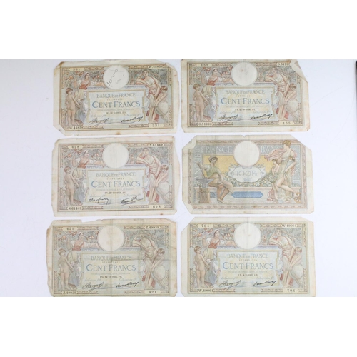 79 - A collection of early to mid 20th century European banknotes to include French and Italian examples.