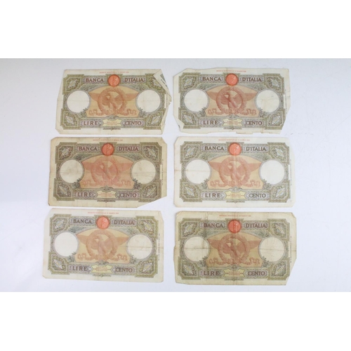 79 - A collection of early to mid 20th century European banknotes to include French and Italian examples.