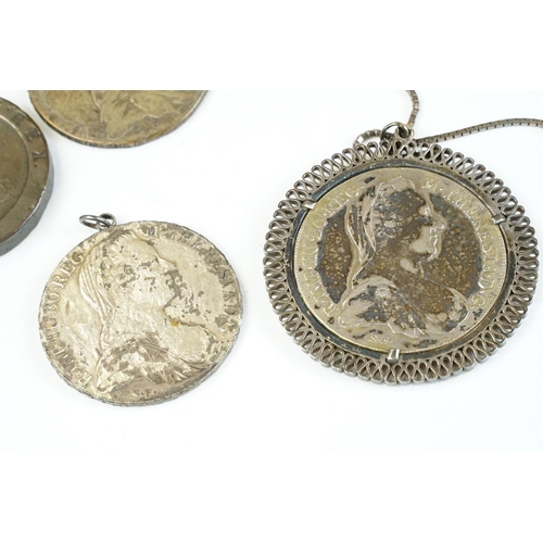 8 - A small collection of four coins to include three 1780 silver Thalers and a British King George III ... 